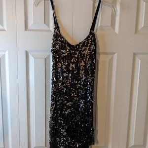 Poetry Black Sequin Mini Party Dress - size S